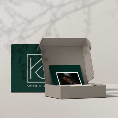Complete packaging design services Sweden - branded shipping boxes, product inserts, and unboxing experience design for coffee brands Scandinavia
