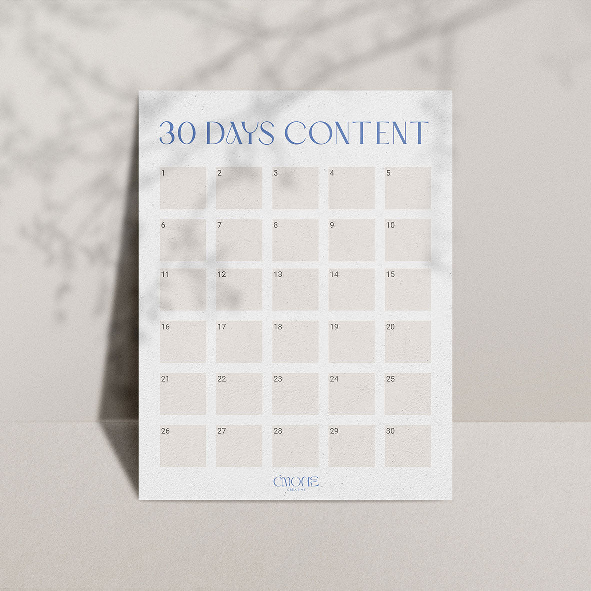 Content calendar services Sweden - 30 days social media content planning calendar showcasing content strategy and social media management by Cmone Creative Denmark