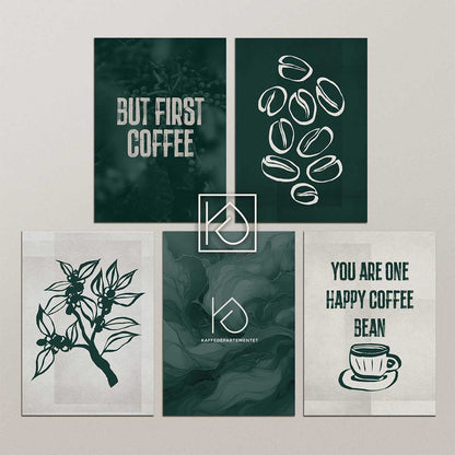 Custom poster design services Sweden - Kaffedepartementet coffee themed poster collection featuring botanical and typography designs by Cmone Creative Denmark