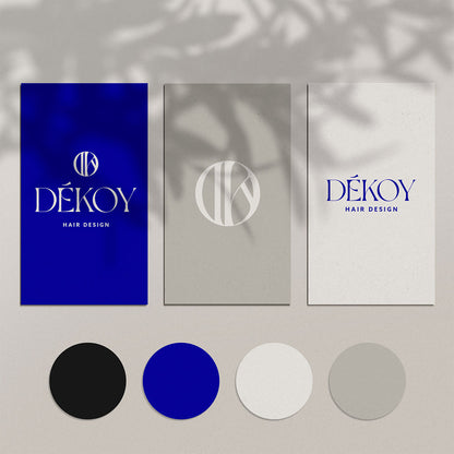 Professional brand identity design services Sweden - DEKOY Hair Design logo variations with color palette showcasing comprehensive branding and design by Cmone Creative Denmark