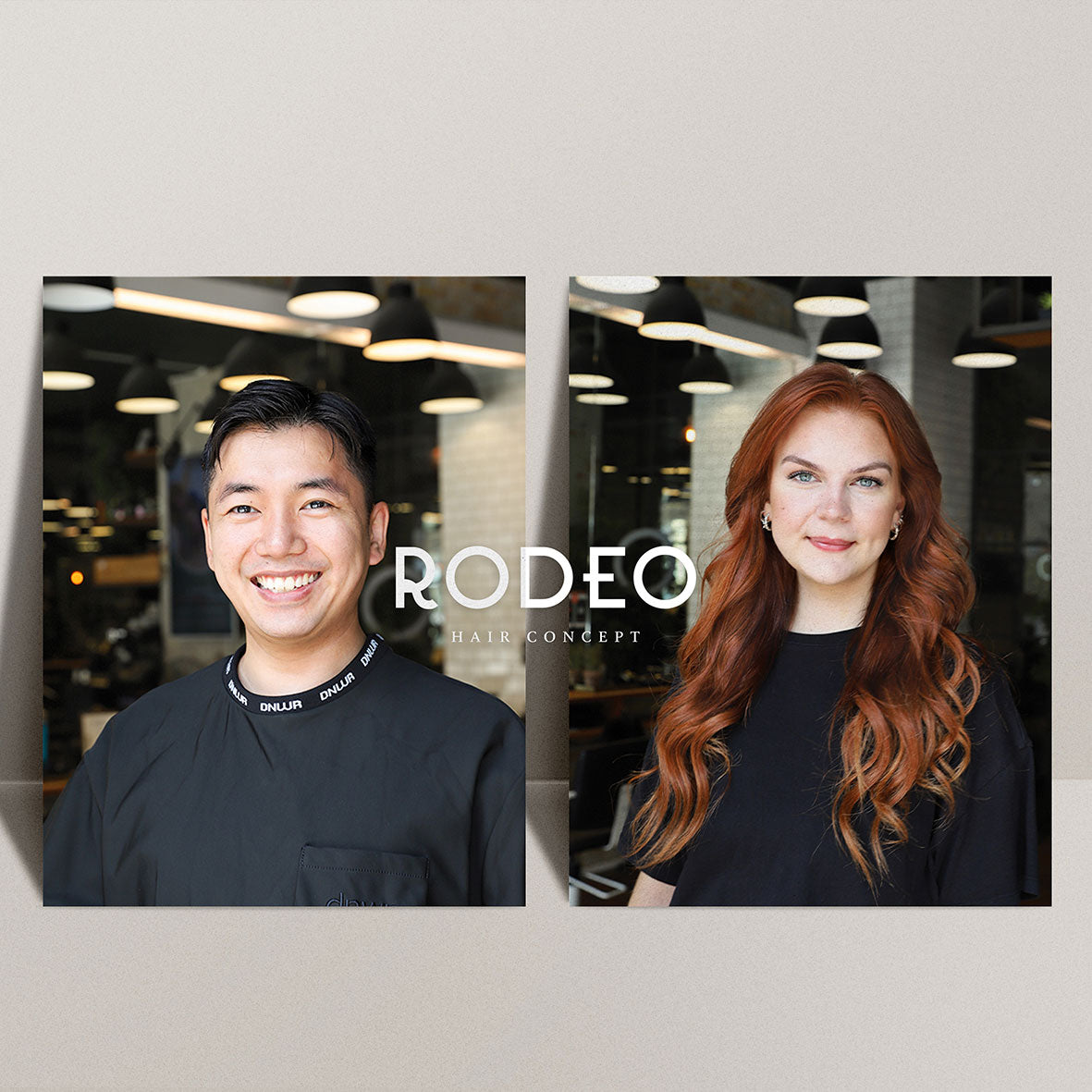 Professional company portrait photography services Sweden - business team photography for RODEO Hair Concept showcasing corporate branding and staff portraits by Cmone Creative Denmark