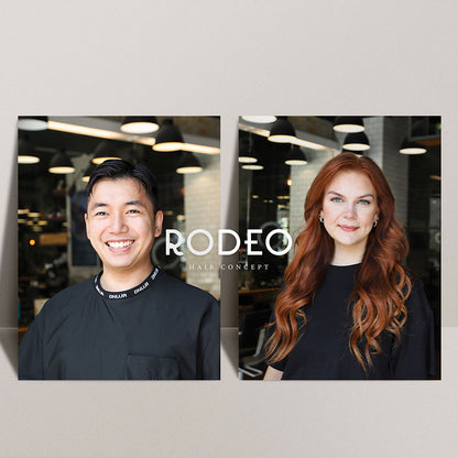 Professional company portrait photography services Sweden - business team photography for RODEO Hair Concept showcasing corporate branding and staff portraits by Cmone Creative Denmark